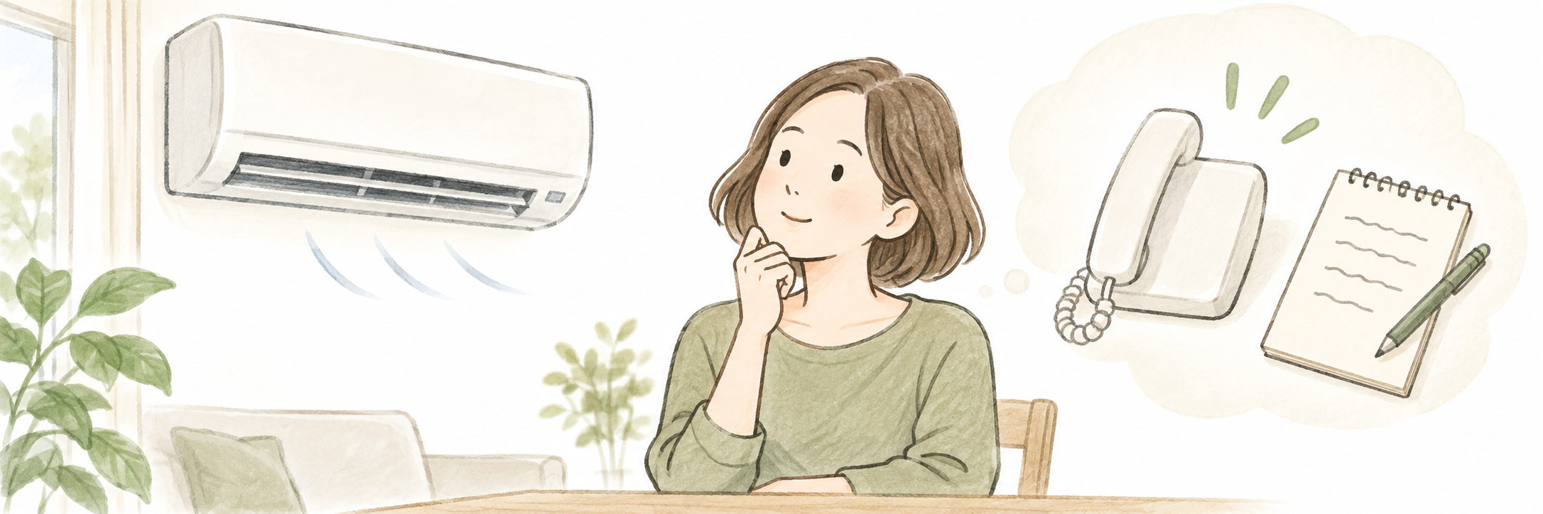 症状をメモして電話で相談する人の説明図